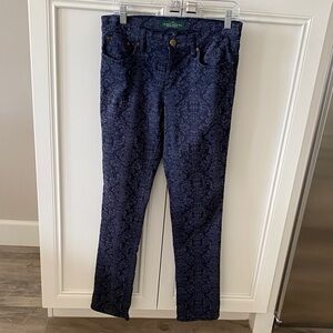 LRL Lauren Jeans Co. patterned dark blue denim modern straight jeans size 6